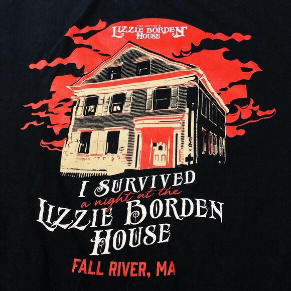 I Survived Lizzie Borden T-Shirt House Horror US Ghost Halloween Size 2XL UNISEX - Picture 2 of 13